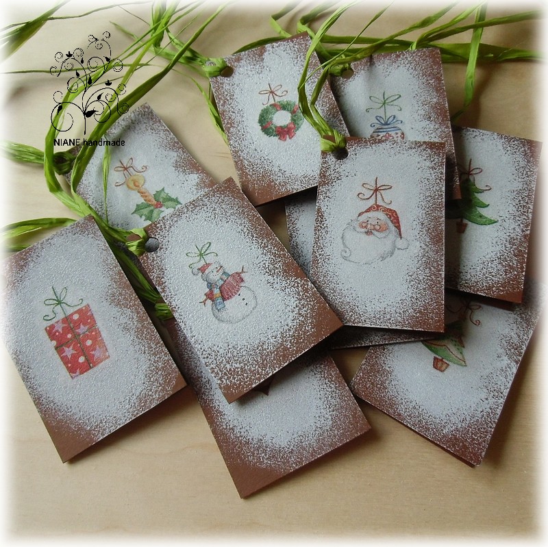 Cedulky na vánoční dárek - tmavě hnědá sada - 10 kusů