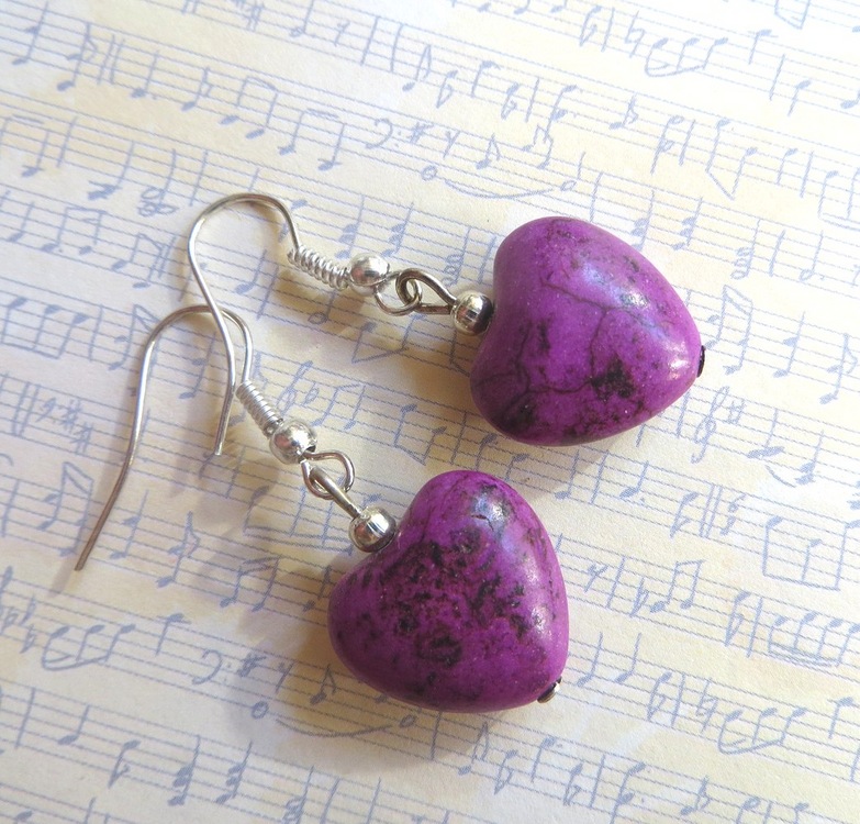 Náušnice s howlitem fialové  NA0457