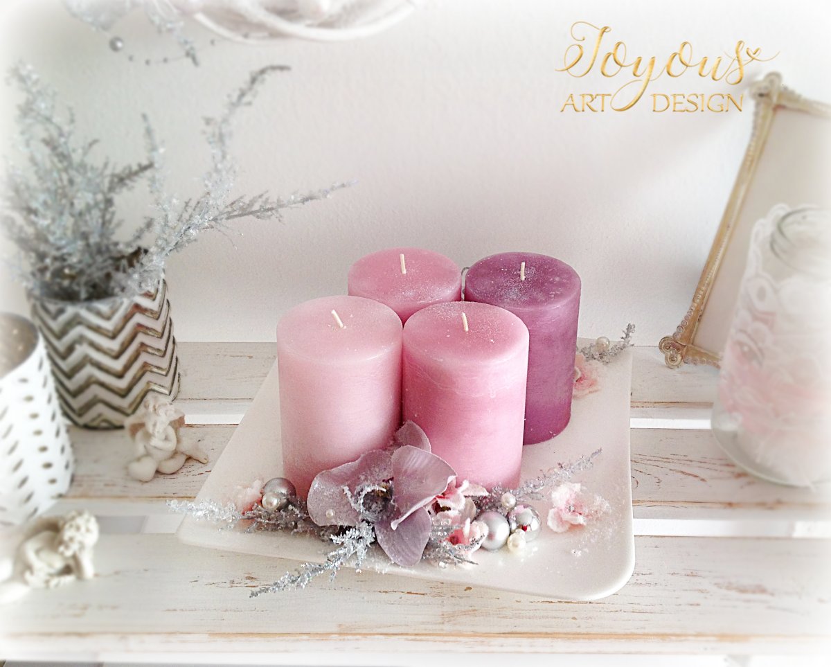 Velký něžný svícen se 4 svíčkami