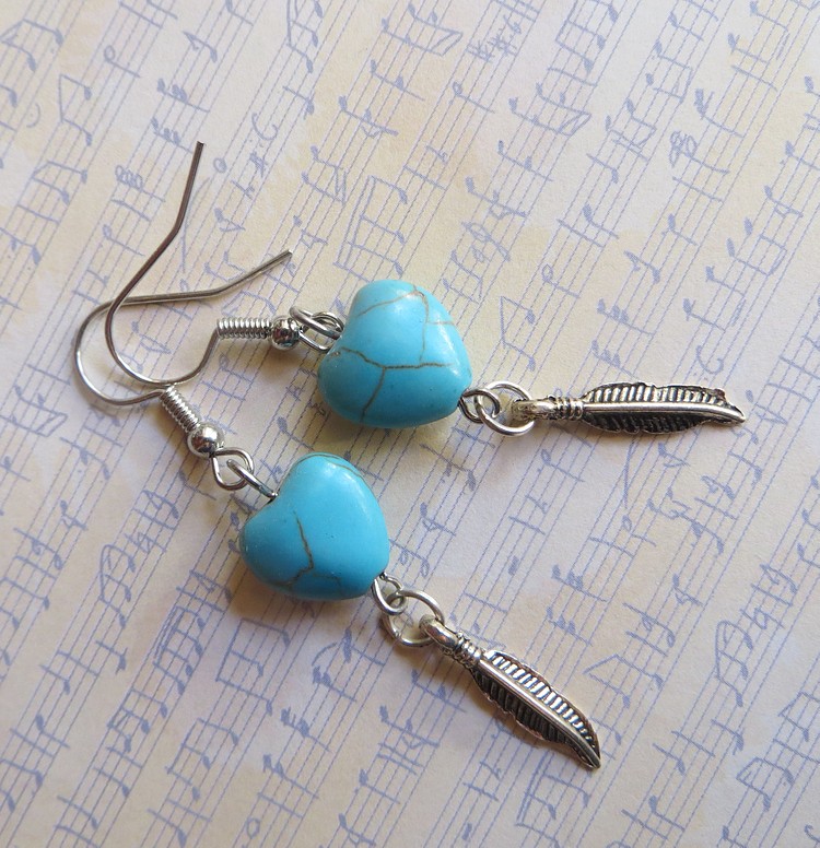 Náušnice Srdíčko z tyrkenitu     (NA0881)