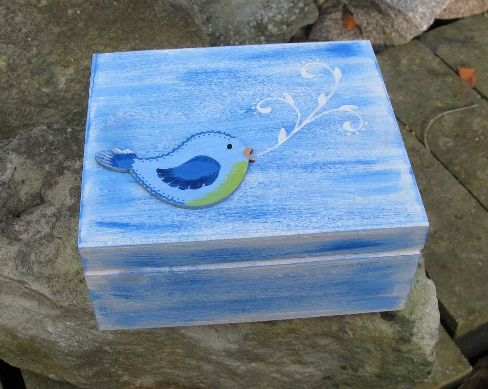 Krabice na čaj s ptáčkem