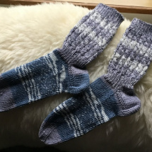 Ručně pletené ponožky-šedivotyrkysové.Velikost:38-39