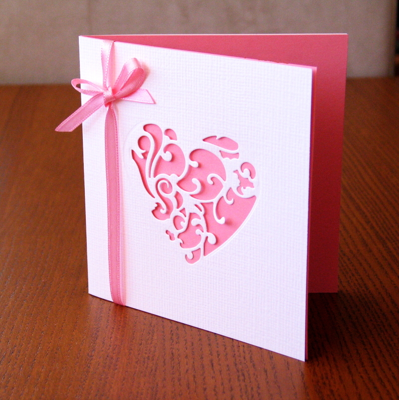 Svatební oznámení LILLY s výřezem - růžové