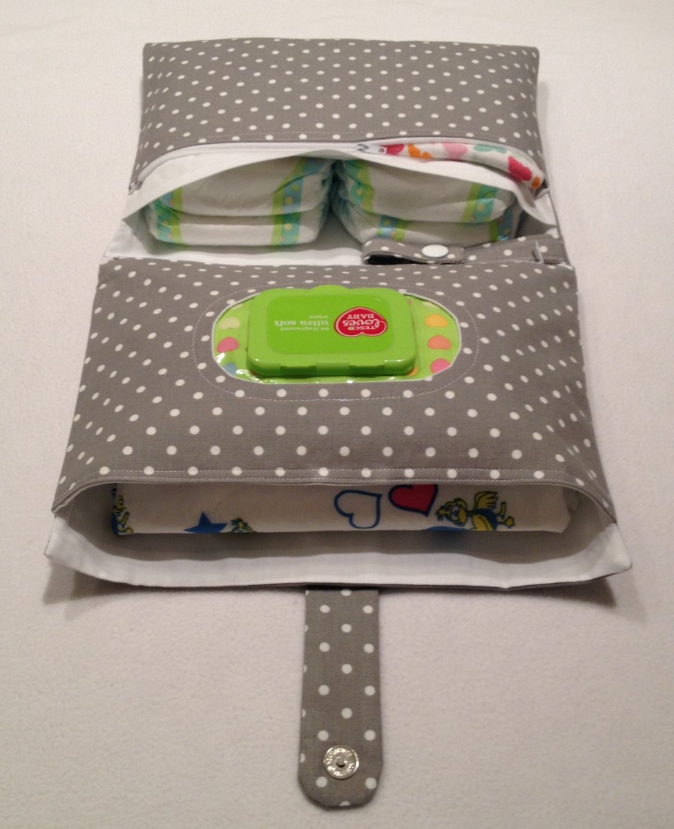 Plenkovník 4 v 1 - šedobéžový puntík, 4 kapsy