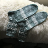 Ručně pletené ponožky-zelenobílé.Velikost:38-39
