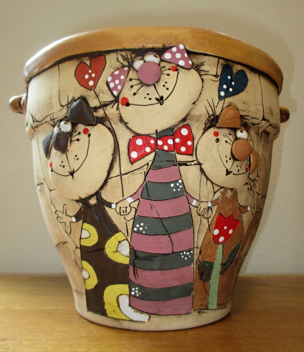 Obal na květináč - Kočky