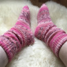 Ručně pletené podkolenky- ponožky- růžový melír.Velikost:38-39