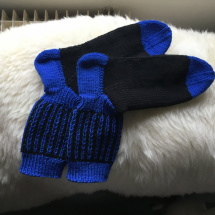 Ručně pletené ponožky-černomodré-Velikost:38-41