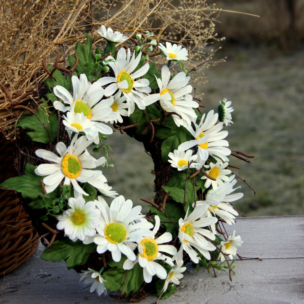 Slečna Daisy_věnec na dveře plný kopretin