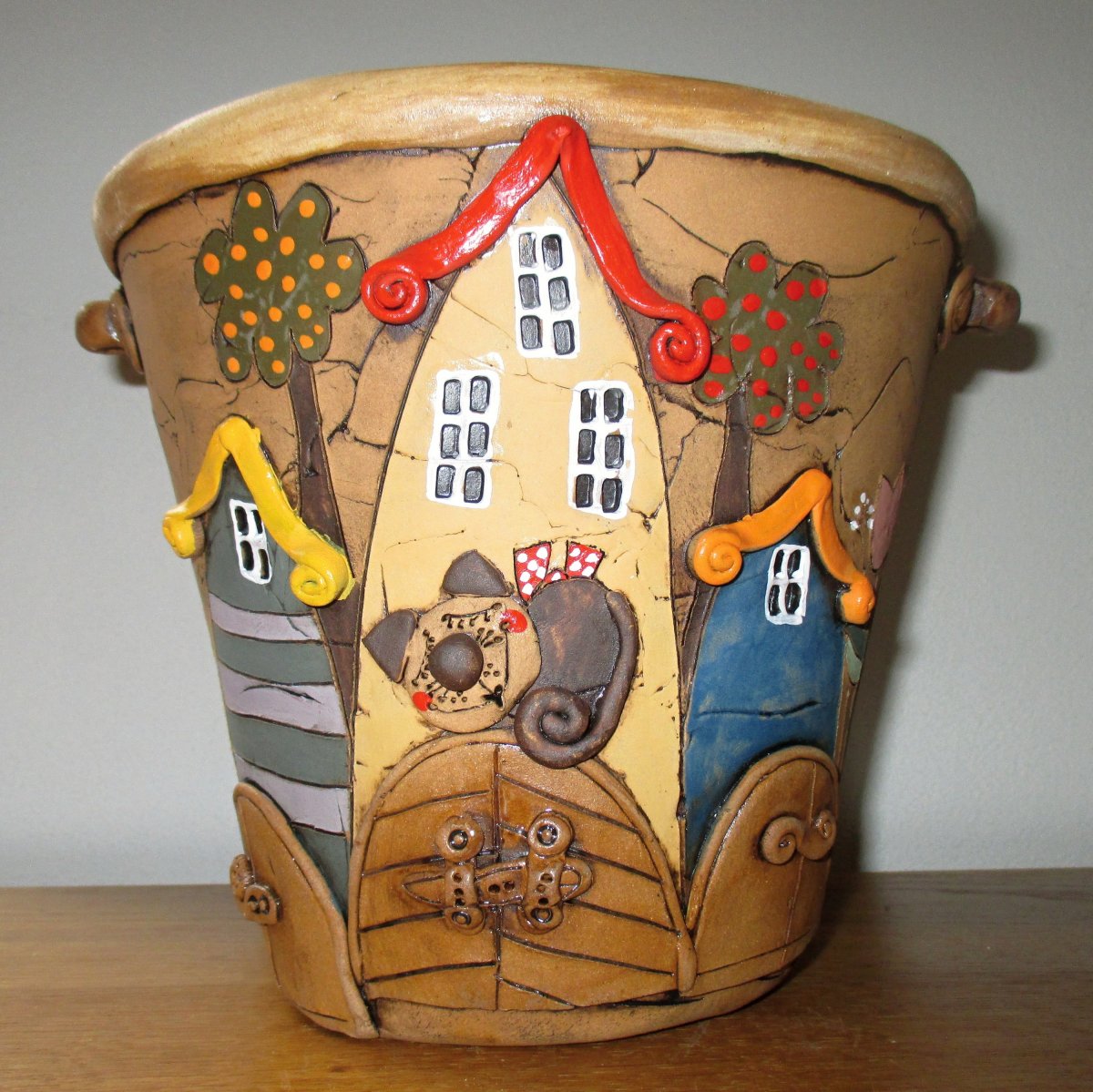 Obal na květináč - Domečky