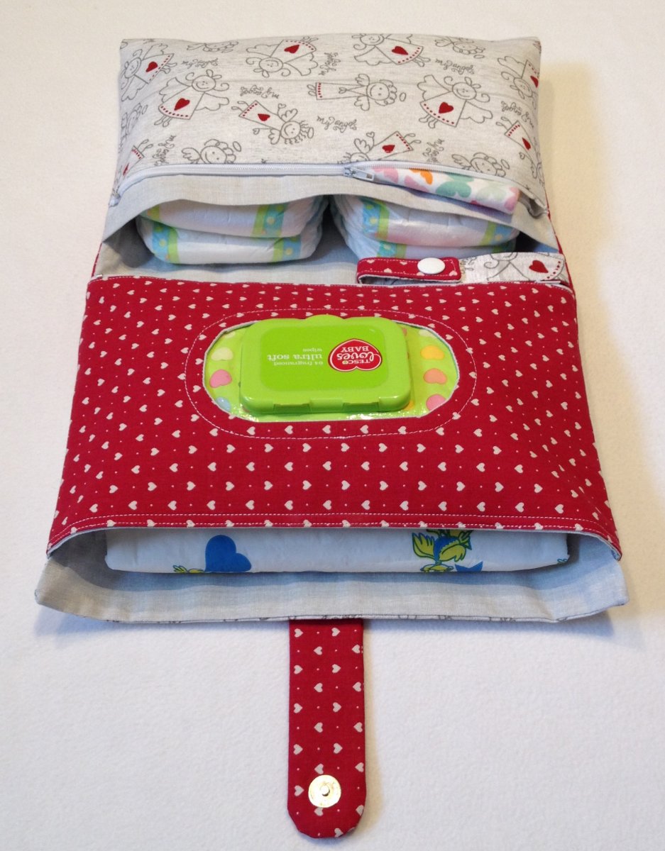 Plenkovník 4 v 1 - andílci a srdíčka, 4 kapsy