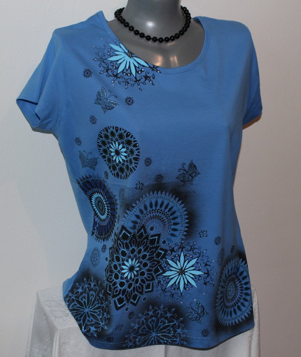 Mandalkové modré kr.rukáv