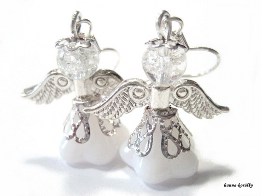 Náušnice - bílý anděl - andílek - andělíček