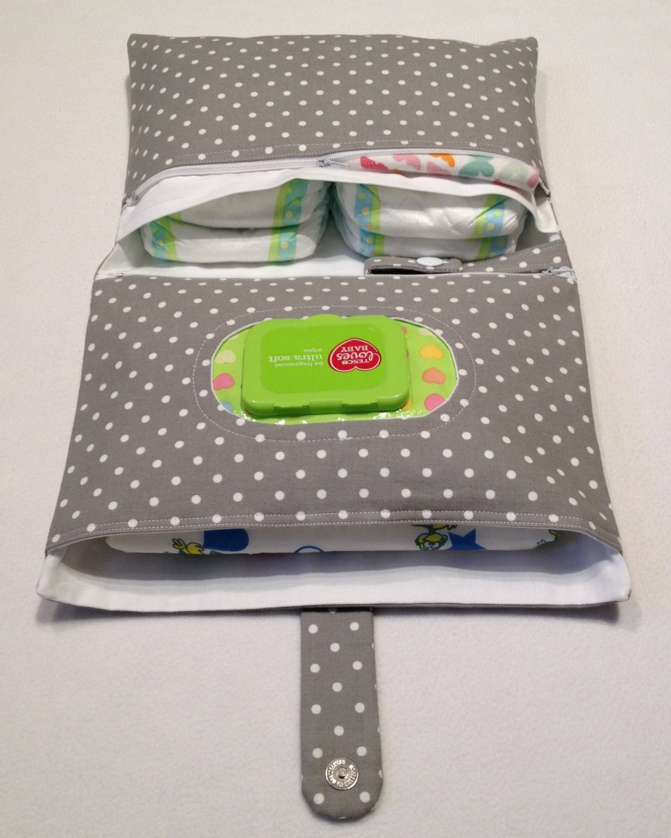 Plenkovník 4 v 1 - šedo béžový puntík, 4 kapsy