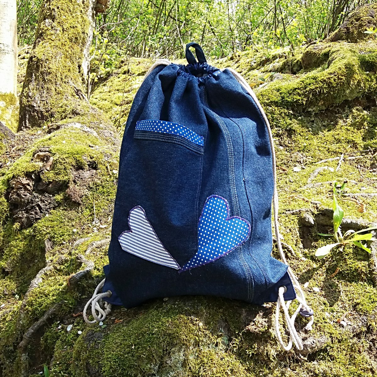 Džínový vak Blue hearts