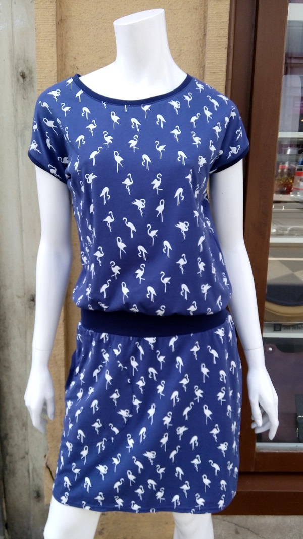 Šaty plameňáci na modré vel. M/L