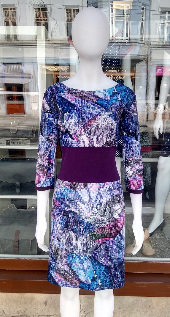 VÝPRODEJ - ŠATY FIALOVÝ VZOR (XL) POSLEDNÍ KUS!