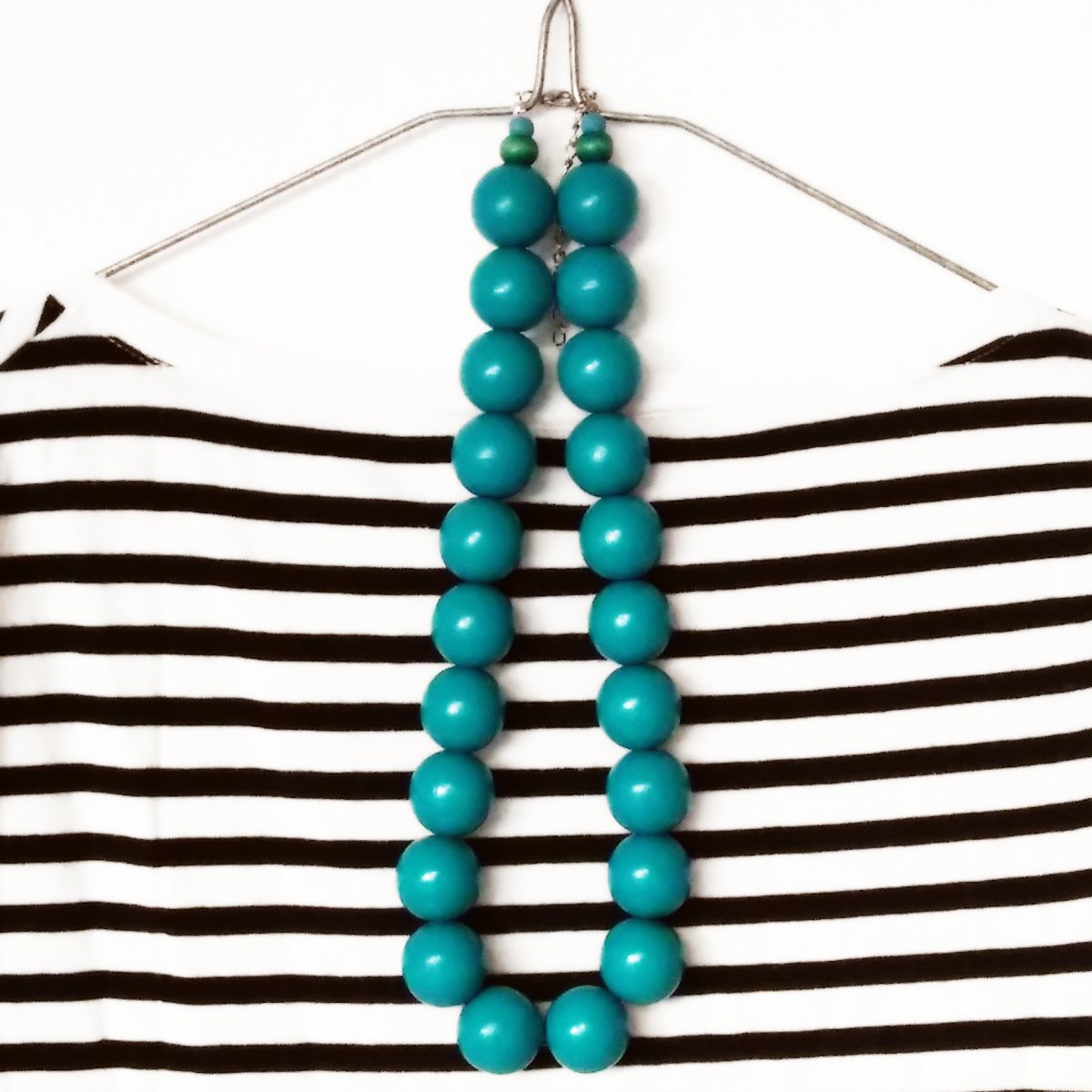 Tyrkysové retro korále - dřevěné