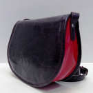 Mini kožená kabelka - růžová s fialovou klopou