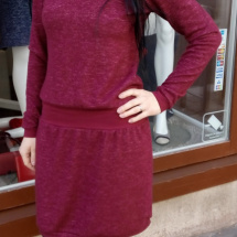Šaty z pleteniny - vínový melír, velikost M (SLEVA 50%)