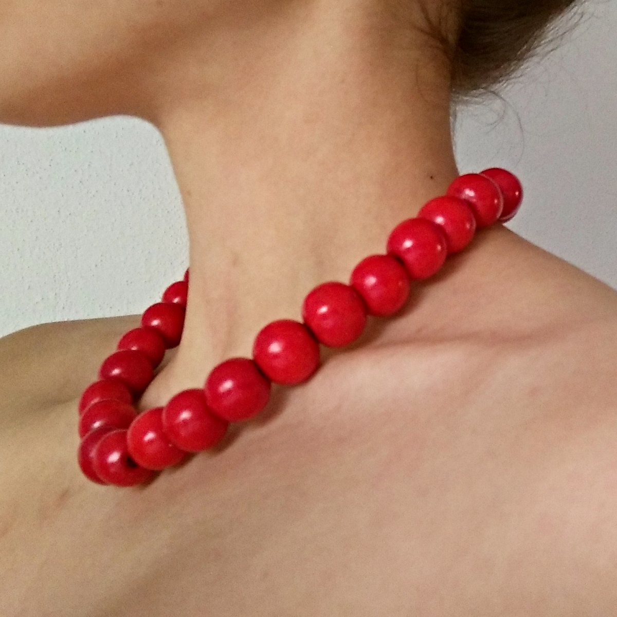 Červené retro korále - dřevěné