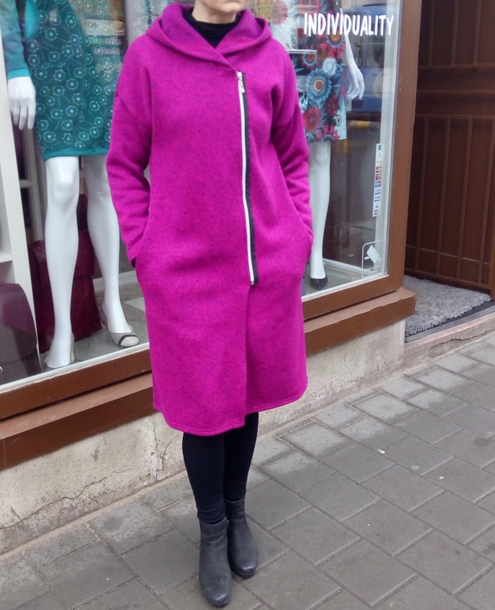 Kabátek s kapucí - barva ostružina, vel. M - SLEVA 