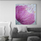 Malovaný  obraz, růžové poupě, abstrakce 