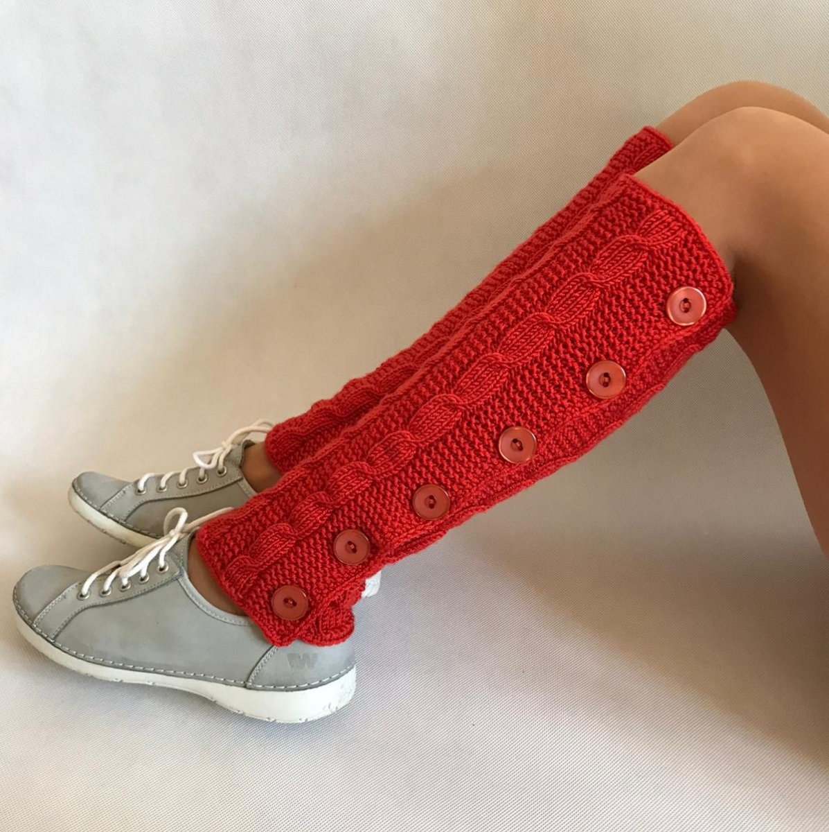 Ručně pletené návleky cihlové