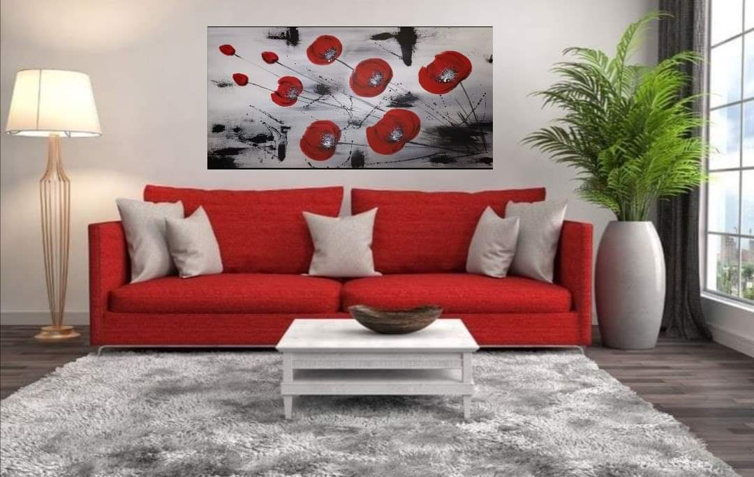 Malovaný obraz, vlčí máky 