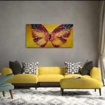 Malovaný obraz,  motýl žluťásek 