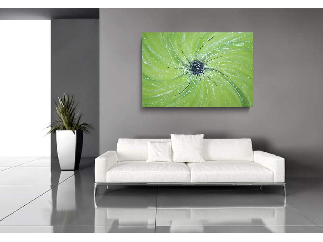 Malovaný  obraz, zelená abstrakce 