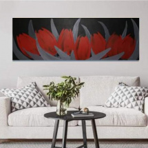 Malovaný  obraz, červené tulipány 