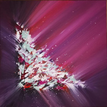 Malovaný obraz, abstrakce fialovo červená 