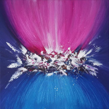 Malovaný obraz, abstrakce růžovo modrá 