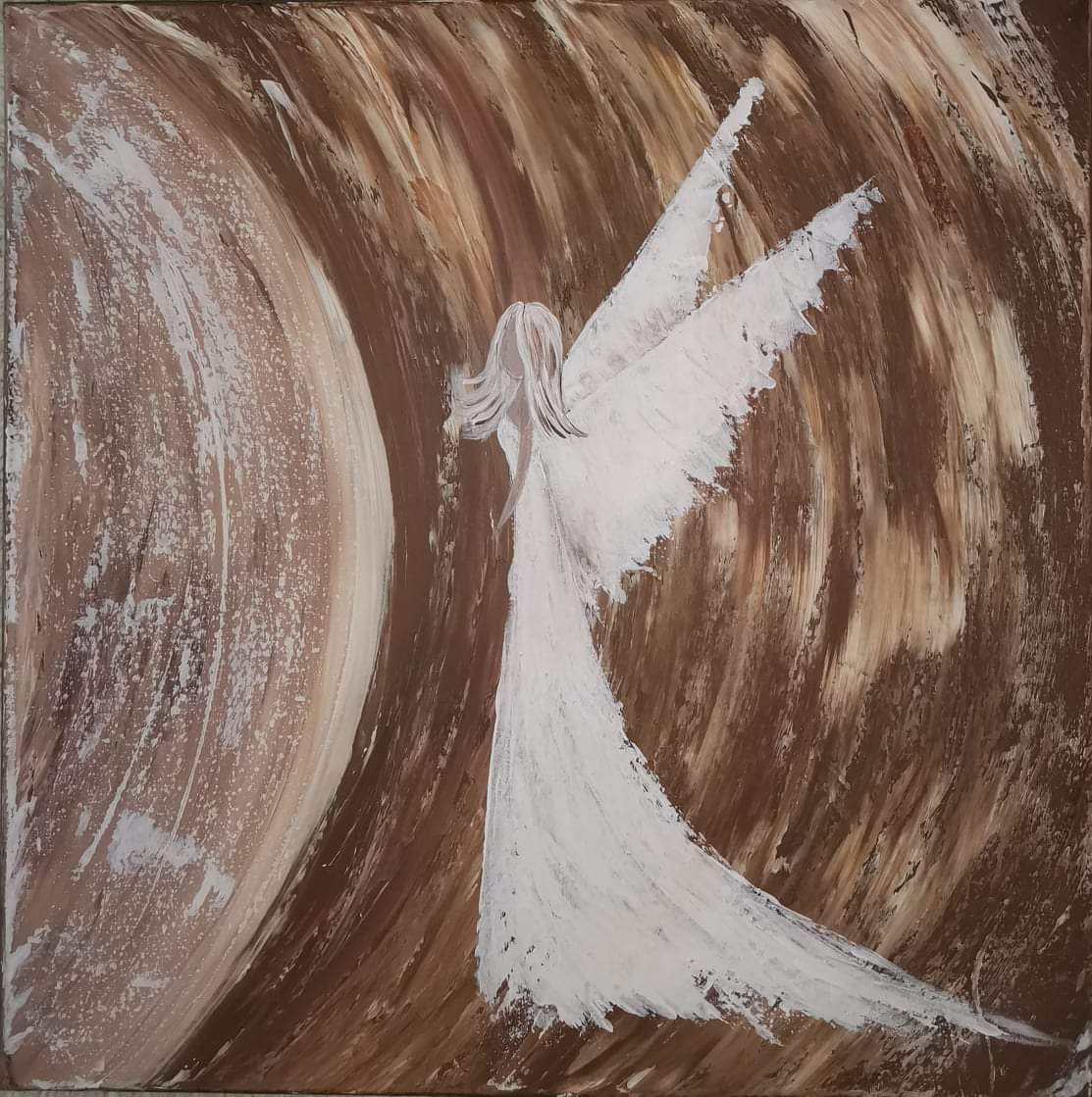 Obraz hnedobílý, anděl 2