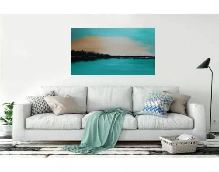 Obraz, abstrakce, azurová krajinka 