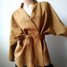 Kabátek kimonového vzhledu (nepodšitý) MUSTARD
