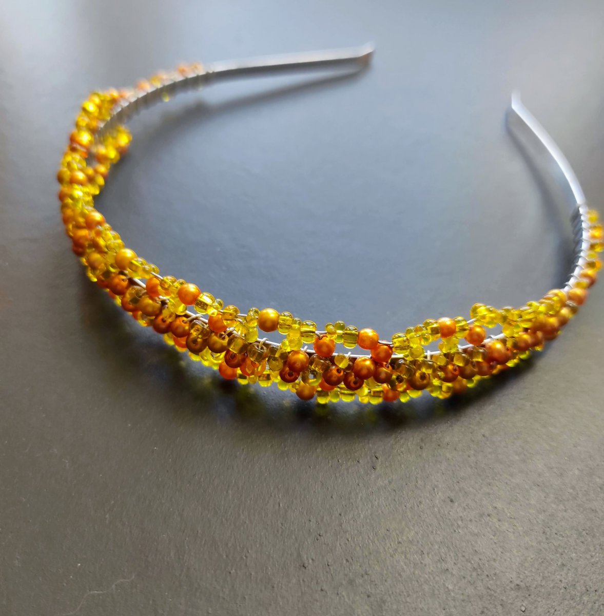 ČELENKA ŽLUTÁ S PERLIČKAMI