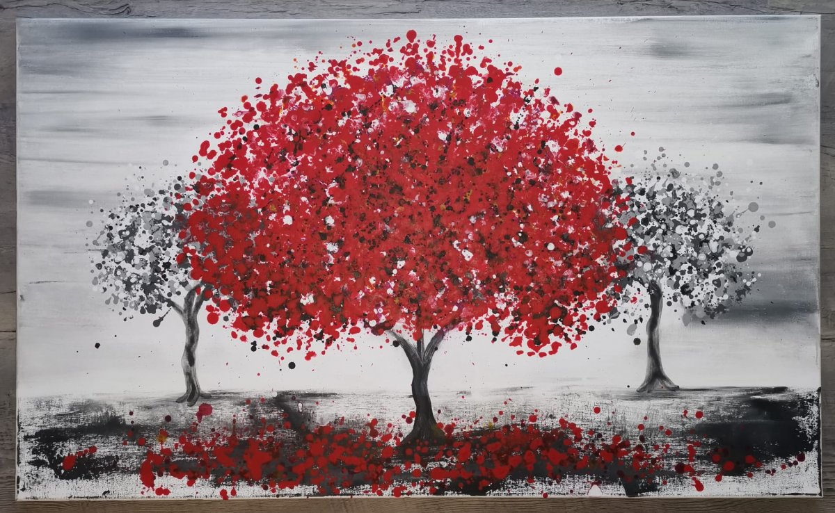 Energický obraz, červený energický strom