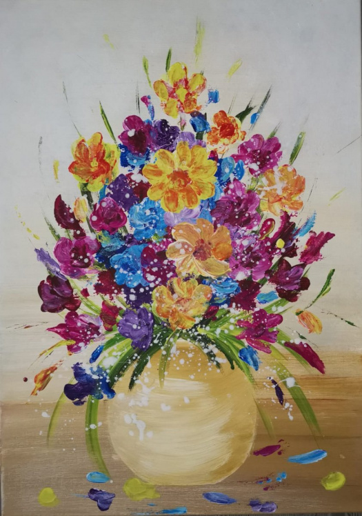 Malovaný obraz, kytice 