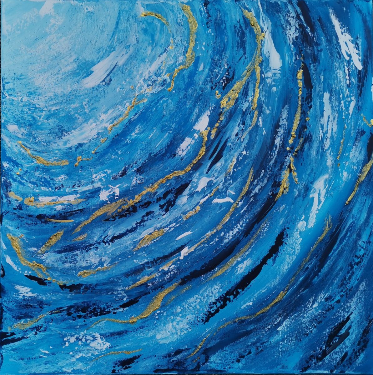 Obraz, moderní zlato modrá abstrakce 