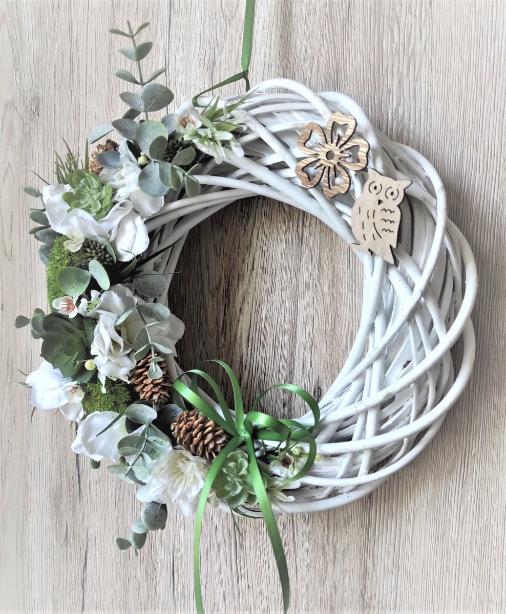 Věnec proutěný do bílozelené