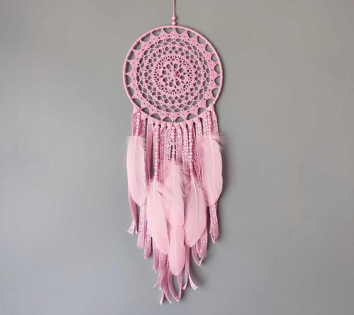 Lapač zlých snů Růžová holubice 20 x 60 cm