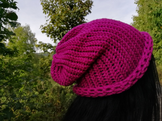 Pletená čepice 2v1 ( purpurová) 