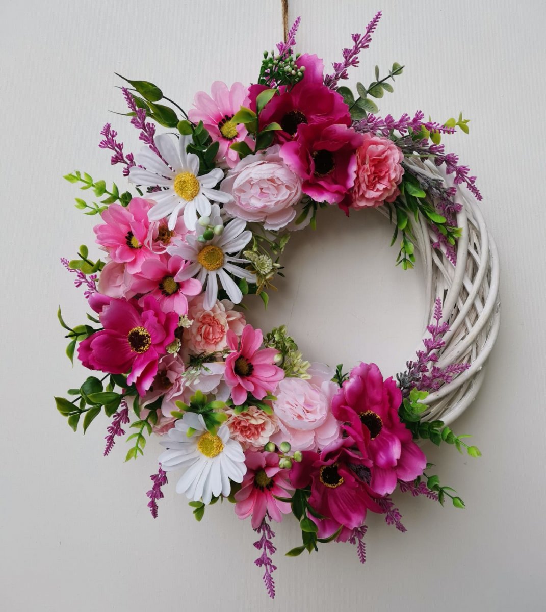 Celoroční věnec na dveře, růžový 