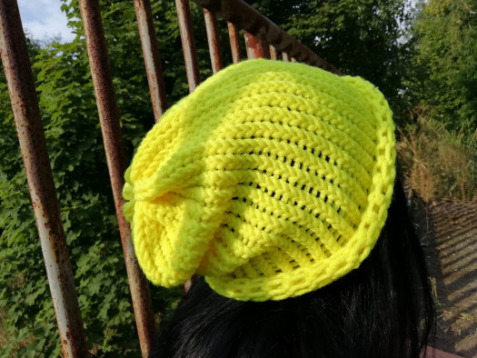 Pletená čepice 2v1 ( neonově žlutá) 