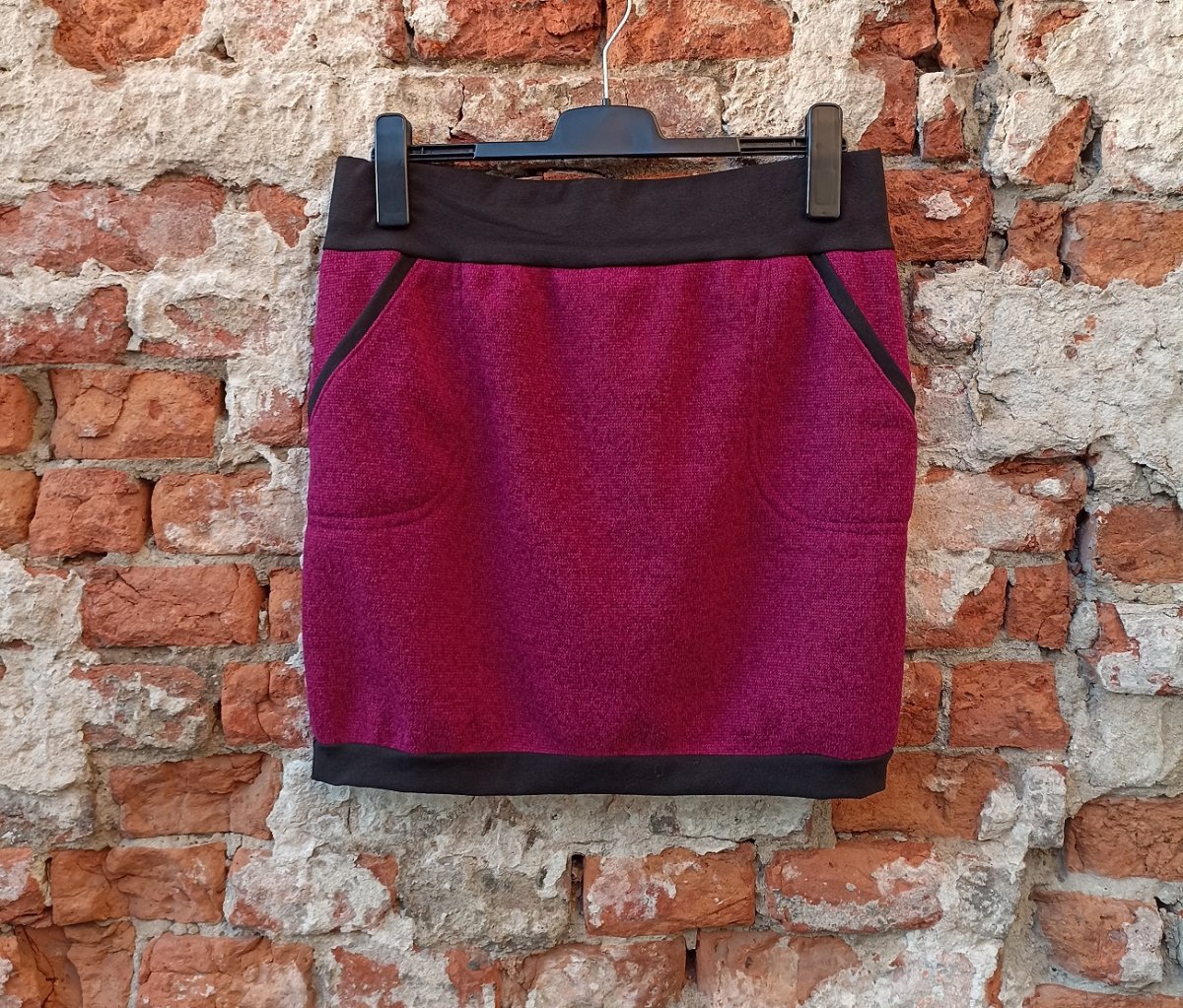 Sukně na zimu - barva ostružina, velikost L