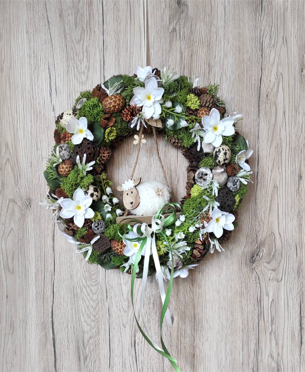 Luxusní velikonoční věnec s ovečkou