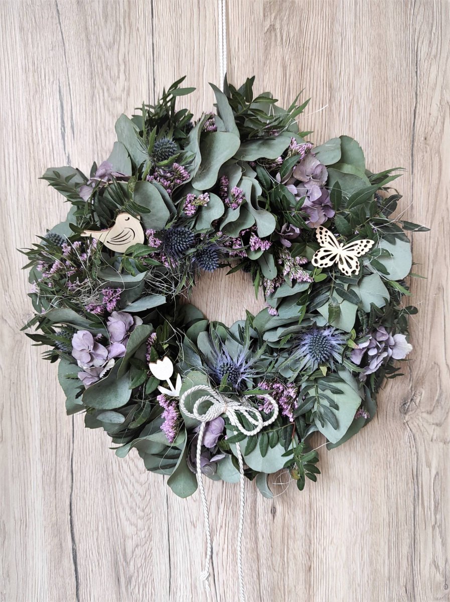 Přírodní eukalyptový věnec do fialkové