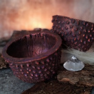 Betonové svícny "Struktura+kaštan+ohnivá zlatá"